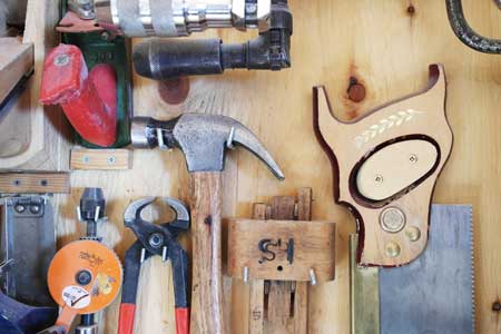 Tools hanging on wall